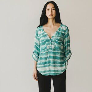 Torrid Harper Aqua Streak Challis Blouse Size 2X